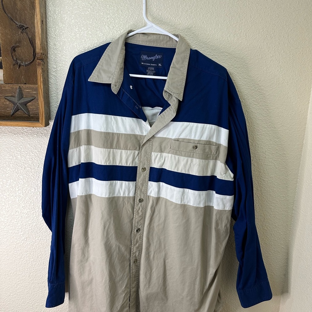 Wrangler Western Blue and Tan Shirt